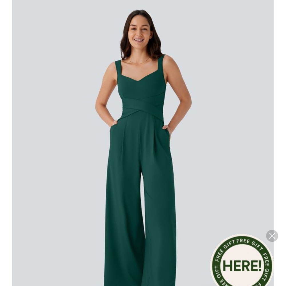 HALARA Forest Green Wide-Leg Jumpsuit